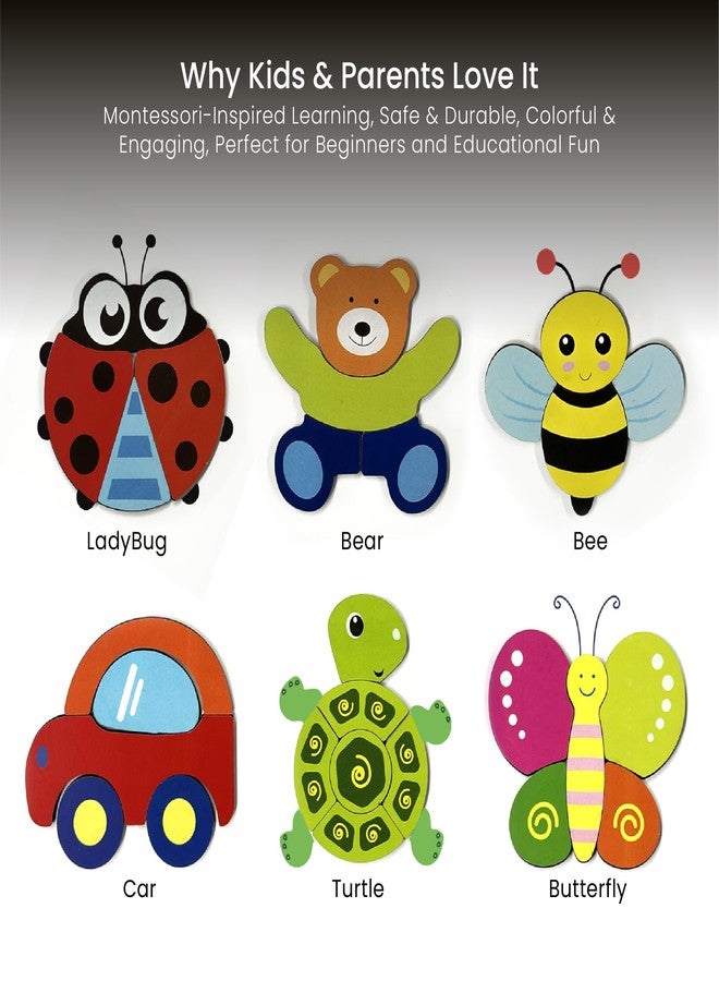 YayPlay Wooden Animal & Vehicle Puzzle Set | 6-in-1 Educational Wooden Puzzles for Toddlers | Montessori Learning Toy for Kids | Fine Motor Skill & Shape Recognition Toy for Boys & Girls (Ages 2+) - Image 5